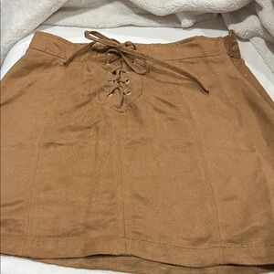 BB Dakota Tan Lace-Up Mini Skirt